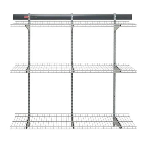 Hella Sturdy Garage Wall Storage Rack With Heavy Duty Steel Shelves And Modular Rails For Workshop Home Organization Super Quick Install Totally Game Changing Setup