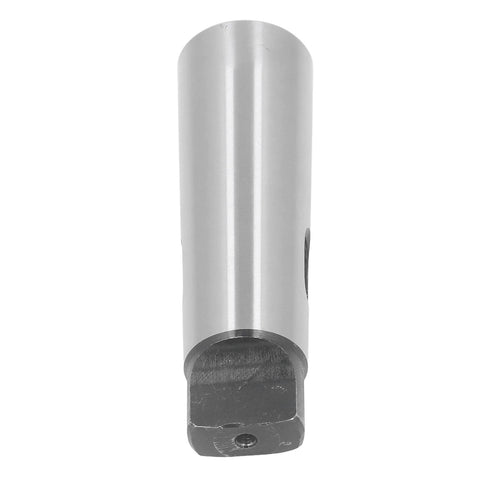 Morse taper drill sleeve, steel, silver cylinder with square drive end (front view)