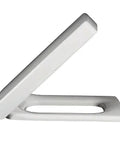 Heavy Duty Soft Close Toilet Seat With Slick Quick Release And Polished Chrome Hinges For Dead Silent Shutoff And Hassle Free Mounting In Bright White Finish, side view.