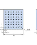 Diagram of Pro Grade Stainless Steel Optical Plate With High Magnetic Conductivity For Experiments And Precision Labs Breadboard Workbench Steel Optical Table 300x300x8mm showing measurements and hole pattern.