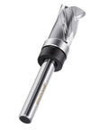 GOTOTOP Spiral Flush Trim Router Bit For Woodworking Pros With 1/2 Inch Shank close-up showing tungsten carbide tip and spiral design.