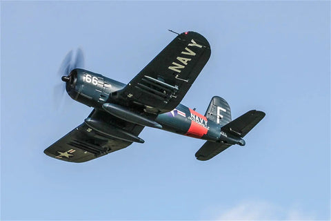 Six Channel RC Warbird Plane With 1700mm Wingspan F4U Corsair V3 PNP Kit flying above in blue sky background