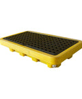 Spill Containment Pallet For Oil Drums Nestable Leak Proof Tray Yellow Heavy Duty Garage Storage Solution For Safe Drainage In Warehouses