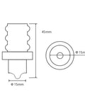 Technical diagram of 24V LED Emergency Warning Light Patch Type Green, dimensions showing 45mm height and 15mm diameter.