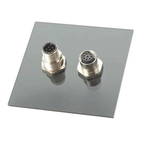 8 Pin M12 A Code Bulkhead Connector Male To Female IP67 Panel Mount Feedthrough displayed on a surface