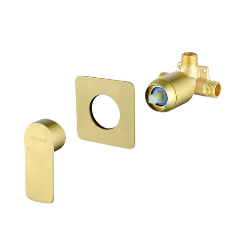 Wall Mount Waterfall Tub Faucet With Extra Long Spout, Brushed Gold Finish, Includes Rough-In Valve Trim Kit, Half Inch NPT Connection