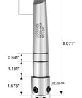 Front view: magnetic drill annular cutter arbor with MT4 taper and 3/4 in Weldon shank, Accusize.