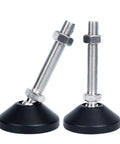 Tough As Nails Adjustable Furniture Leveling Feet With Swivel Articulating Base Pads secure grip, M8 threaded pads, carbon steel and nylon.