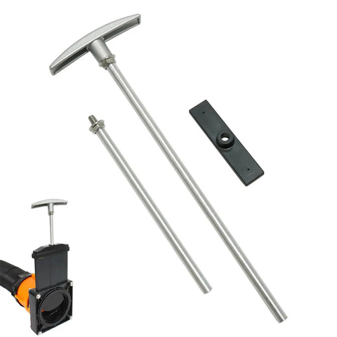 RV Waste Valve Handle Replacement Kit With Universal Fit And Adjustable Tube Extensions For Custom Length in Silver, shown with parts