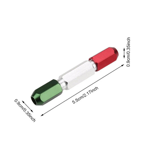 Pin Gauge Handle For Go No Go Gauges, Aluminum Alloy Double End Clamp Handle In Green Red, 0.3 To 16mm Range, Dimensional Measurement Accessories, Durable Precision Tool, shown with size markings