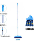Extendable Deck And Bath Scrub Brush With Long Handle 16 To 50 Inch Adjustable Steel Pole Stiff Bristle Floor Scrubber