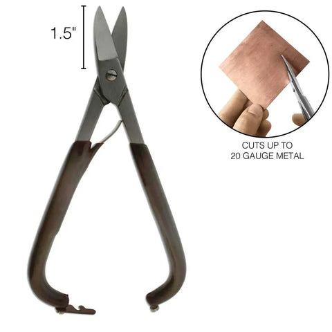 Beefy 7 Inch Metal Shear Crafting Cutter With Steel Blades, Comfort Grip And Single Leaf Spring Handle For Cutting Blanks, Sheet Metal And Craft Wire, Heavy Duty Tool For Makers And Jewelry Projects