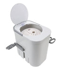 Hand Crank Portable Washing Machine No Sweat Laundry Solution Compact Camping Washer for Dorms and RV Life Eco Friendly Manual Tumbler with open lid.