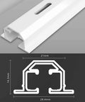 Hidden Ceiling Curtain Track System for Recessed Installations With Aluminum Alloy Rail And Smooth Pulley No Light Leakage Heavy Curtain Support Ideal For Living Room Bedroom Shower And Room Divider 1 Meter Length, showing a cross-section diagram of the aluminum rail
