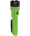 Green and black Lit 300 Lumen Dual Light Flashlight with Magnetic Hands Free Mounts Waterproof 201 Meter Beam, side view