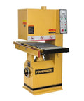 Heavy Duty 16 Inch Open End Belt Sander 5 Hp 230V Single Phase Beast Features Pneumatic Oscillation, yellow with control panel