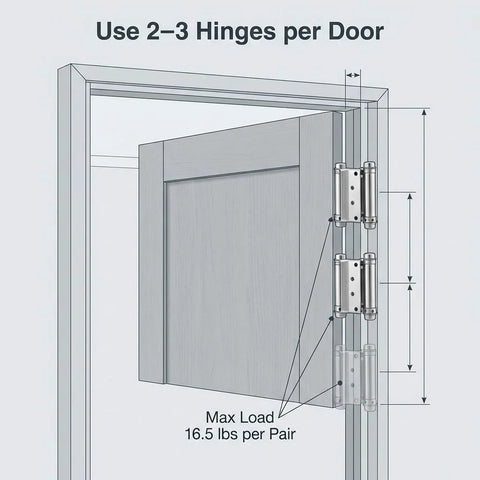 QWORK 3-inch stainless steel self-closing double-acting door hinges, 4-pack installed on cafe saloon door