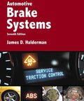 Book cover: Automotive Brake Systems with red header; dashboard warning and ABS/traction control imagery.