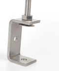 C-clamp, 65mm opening, stainless steel with mounting base for woodworking