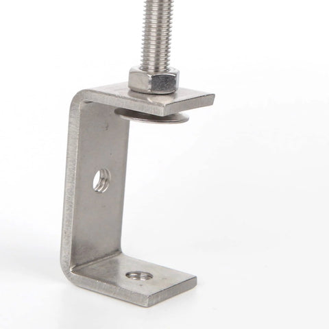 C-clamp, 65mm opening, stainless steel with mounting base for woodworking
