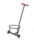 Manual Transport Cart for Buckets and Loads, Two Wheel Hand Truck With Circular Angled Handle, Foam Cushioned Grips, Easy Rolling Carrier for Home, Patio, Garage, and Light Outdoor Use, Black Carbon Steel, front view
