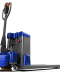 Badass Heavy Duty Electric Pallet Jack That Crushes 4400 Lb Loads Smooth 48V Lithium Battery with ergonomic control handle.