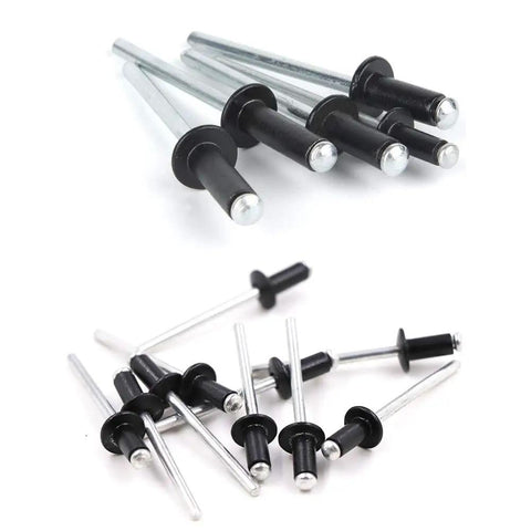 Image of Tough As Nails Aluminum Blind Rivets 100 Pack One Eighth Inch By One Quarter Inch Grip Black Coated Pop Rivets 3.2 By 6mm.