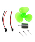Components of Ten Pack Portable Mini Wind Power Generators Kit For Self Generation Outdoor Phone Charging, propeller and wires visible