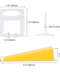 Dimensions of clips and wedge from All In One Tile Leveling System With Pliers And Spacers Kit Including 600 Clips 200 Reusable Wedges And 1 Rubber Mallet Stone Tile Tools Set For Fast Easy Install DIY Friendly Grout Joints From One Eighth To One Half Inch Tiles