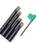Four-piece Half Inch Round Shank Boring Bar Set With 90 Degree Indexable Carbide Inserts TCMT21.51 TCMT110204 with hex key