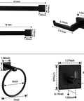 Dimensions of Matte Black 9 Piece Bathroom Hardware Set with 22 Inch and 16 Inch Towel Bars, Toilet Paper Holder, Towel Ring.