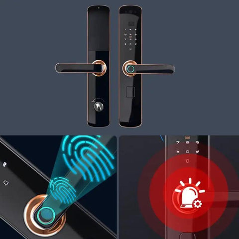 Top Shelf Fingerprint Smart Lock With Snappy Setup For Home And Office Doors featuring fingerprint scanner and keypad.