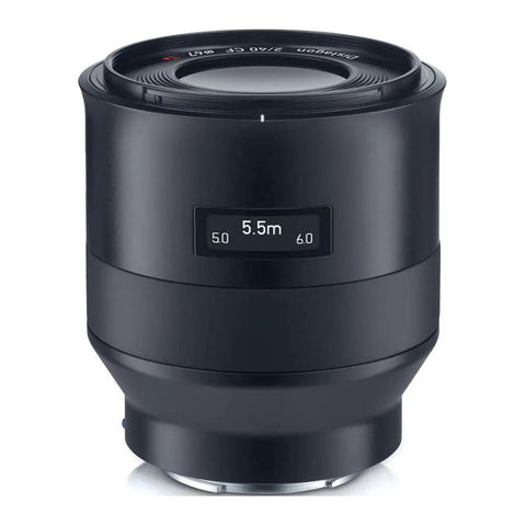 Batis 40mm F2.0 for Sony E Mount Full Frame Mirrorless Cameras, black lens showing focus distance scale, compact design