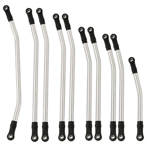 313mm Wheelbase Stainless Steel Link Rod Set For 1x10 RC Axial SCX10 II 90046 90047 Rock Crawlers Beefed Up Durable Suspension Linkage Upgrade 10 Pcs For Tougher Travel
