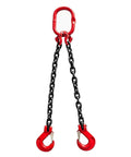 Tough As Nails G80 Manganese Steel Engine Lift Chain, 6 Ton capacity, with red double leg grab hooks for heavy cargo.