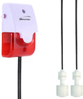 Dual Water Level Alarm Sensor With 120 dB Red Strobe Siren, Adjustable Volume, 16.4ft Probe Cord, shown with two floating probes