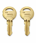 Solid 2 Pack Brass Replacement Keys Featuring Code 16001 For Dks Access Control Systems, detailed view of keys.
