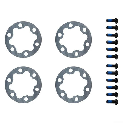 Silver 6 Hole Brake Gasket Set For 44mm Disc Rotors With 2mm And 5mm Aluminum Spacers For Electric Bikes, Scooters And Skateboards