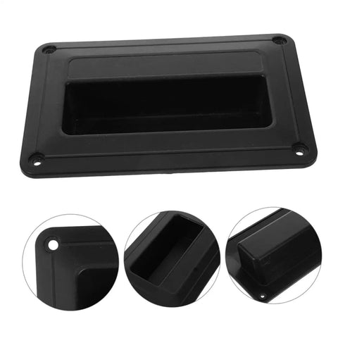 Pair Of Heavy Duty Recessed Speaker Handles In Matte Black Abs With A Rock Solid Side Pull Grip Built Like A Tank For Safely Hauling Stage Gear Quick Drop Install On Any Pro Audio Enclosure
