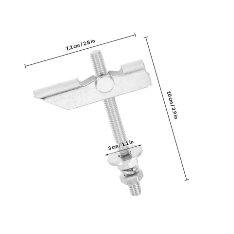 Close-up of Beefy Heavy Duty Metal Toggle Bolt And Drywall Anchor Kit M8x72x100mm For Hollow Wall Mounting with detailed measurements.
