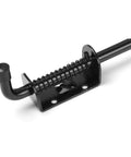 Heavy Duty Sliding Bolt Latch Featuring Spring Loaded Pin Crafted From Premium 304 Stainless Steel, black finish, 5-inch length.