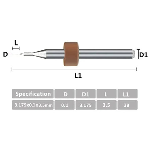 Pro Grade 0.1mm PCB Drill Bits Set, Mini Tungsten Carbide Twist Bits for PCB Drilling, CNC Micro Drilling Kit diagram