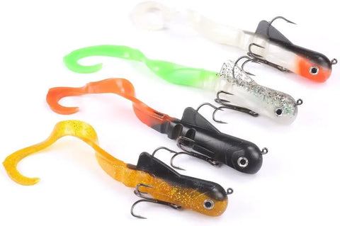 Four Pike Musky Dawg Soft Bait Lure For Freshwater Fishing 8 Inch Swimbait 45g, assorted colors, realistic action for trophy pike.