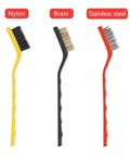 Three detailing brushes in nylon, brass, and stainless steel for 9 Piece Auto Detailing Brush Set With Soft Bristles For Interior And Exterior Cleaning