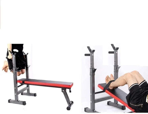 All In One Sit Up Bench For Home Gym Weightlifting Bench with Foldable Frame and Non Slip Base in use for workouts