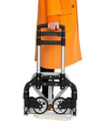 Person holding Folding Hand Truck Dolly For Moving And Shopping Aluminum Portable Collapsible Cart 200 Lb Capacity with wheels and handle