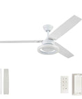 Octavia 52 Inch Industrial Style Led Ceiling Fan With Light Remote Control Dual Mounting Reversible Motor 5 Dual Finish Blades White Finish