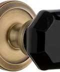 Solid forged brass Circulaire Rosette With Lyon Knob Privacy Lock Door Set 2.75 backset, vintage brass, hand assembled in the USA