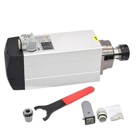 No Nonsense Air Cooled Spindle Motor Rig From Seven Point Five Kilowatts To Nine with ER32 collet and tool kit for CNC milling.