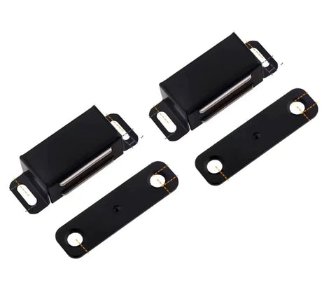 Push To Open Cabinet Catches 2 Pack Magnetic Door Latches shown with black finish and heavy duty stainless steel components.